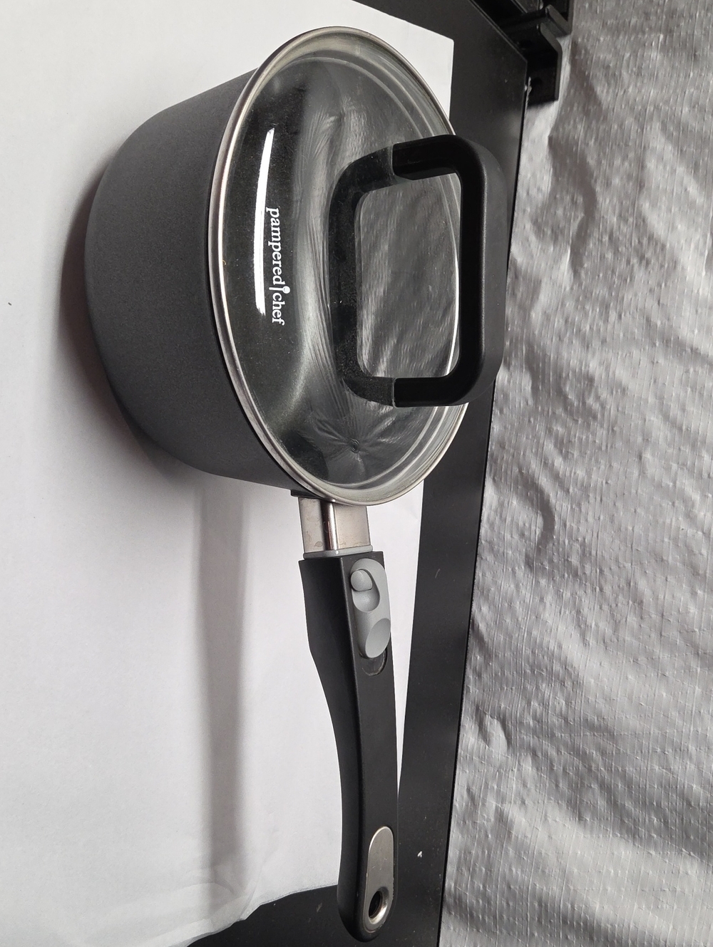 Pampered Chef 7" Black Saucepan with Glass Lid Made In Germany